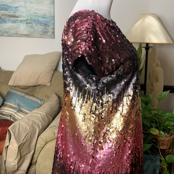 Tobi Sequined Shift Party Dress size M multi colored Night out - Picture 5 of 6
